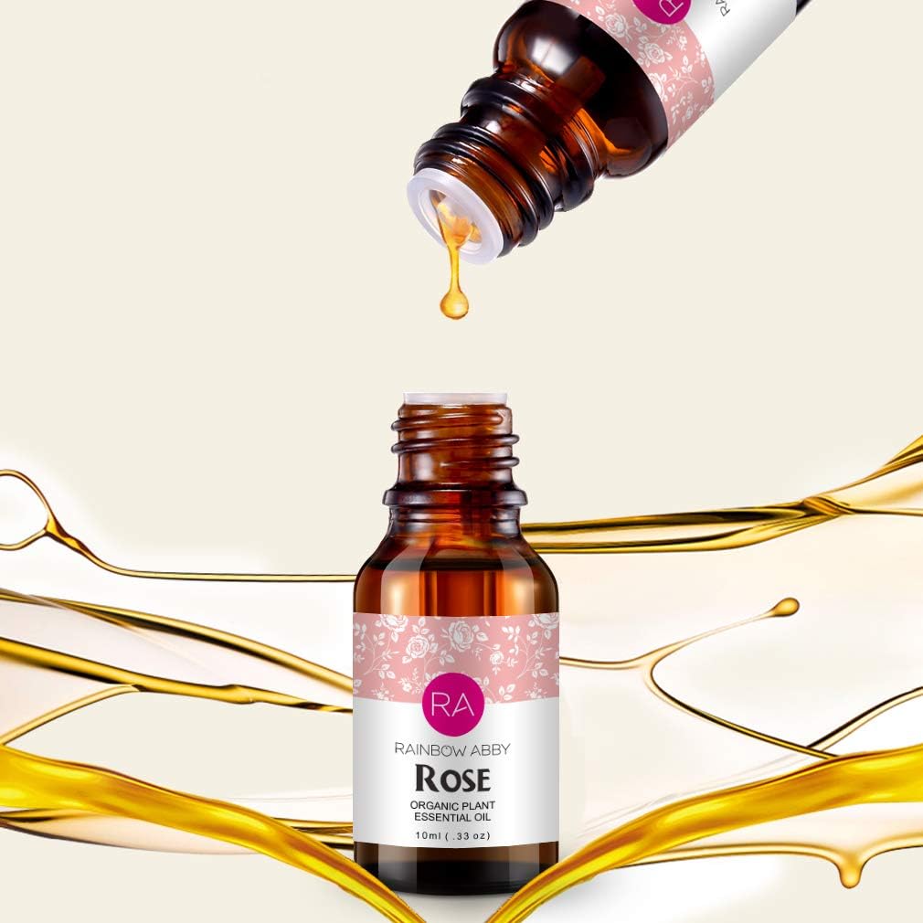 Rose Essential Oil 100% Pure Organic Therapeutic Grade Rose Oil for Diffuser, Sleep, Perfume, Massage, Skin Care, Aromatherapy, Bath - 10ML: Health & Personal Care