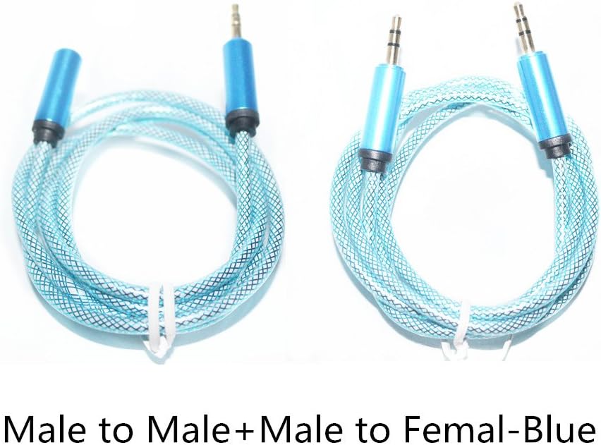 WAYMAY 3.3Ft 3.5mm Male to Female + Male to Male Universal Auxiliary Audio Stereo Cable for All 3.5mm-Enabled Devices, Apple and MP3 Player (Male to Male+Male to Femal-Blue)