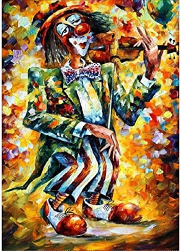 OWMOON DIY 5D Diamond Painting by Number Kits, Full Drill Crystal Embroidery Pictures Rhinestone Craft Colorful Clown 11.8 x 15.7 inches
