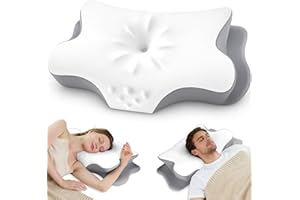 VJASD Cervical Neck Pillow for Pain Relief – Ergonomic Memory Foam Pillow for Side Sleeper Contour Orthopedic Bed Pillow for Neck Support with Cooling Cover – Ideal Christmas Birthday Gift for Women Men