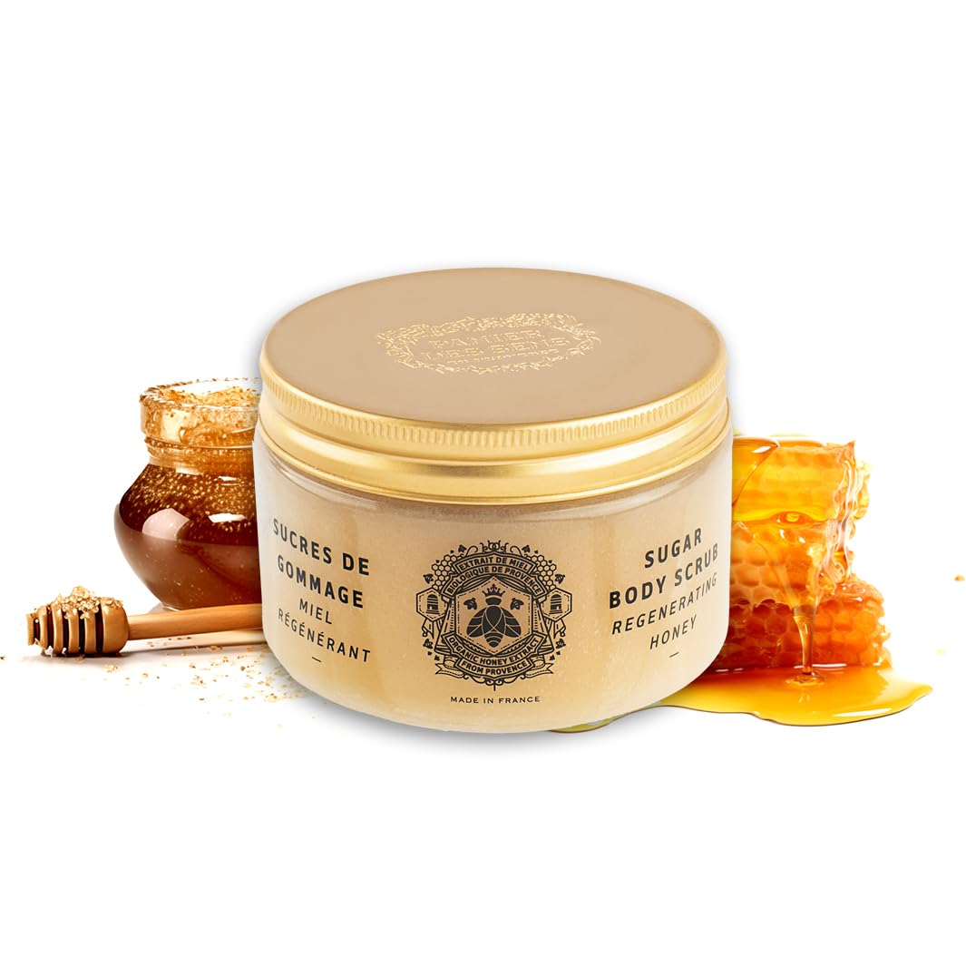 Panier des Sens Honey Body Scrub – With Organic Honey from Provence – 99% Natural Ingredients – Made in France – Exfoliating Body Scrub for Women & Men – Rich in Shea Butter