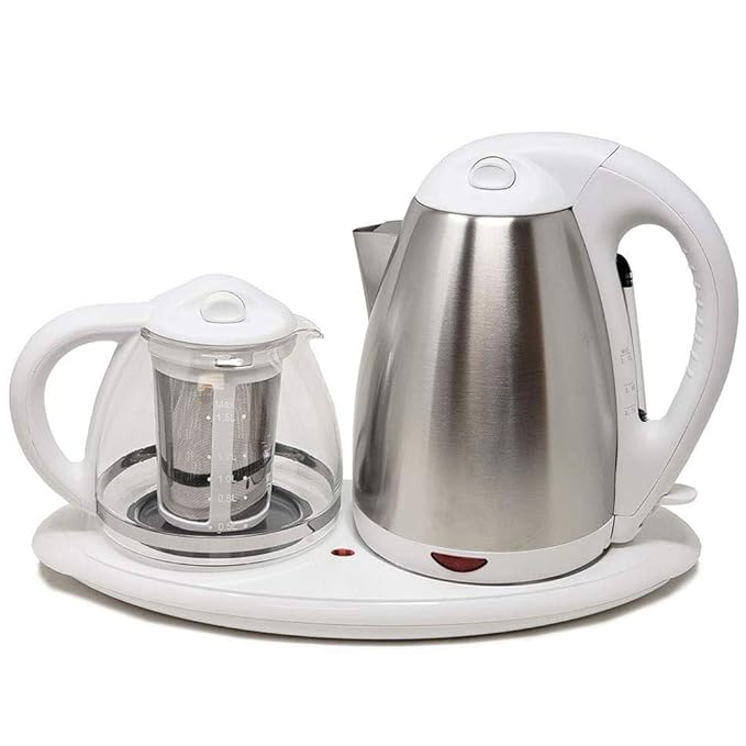 Tea Maker Set Kettle, Filter, Tray 3 Pc Dual Electric Kettles