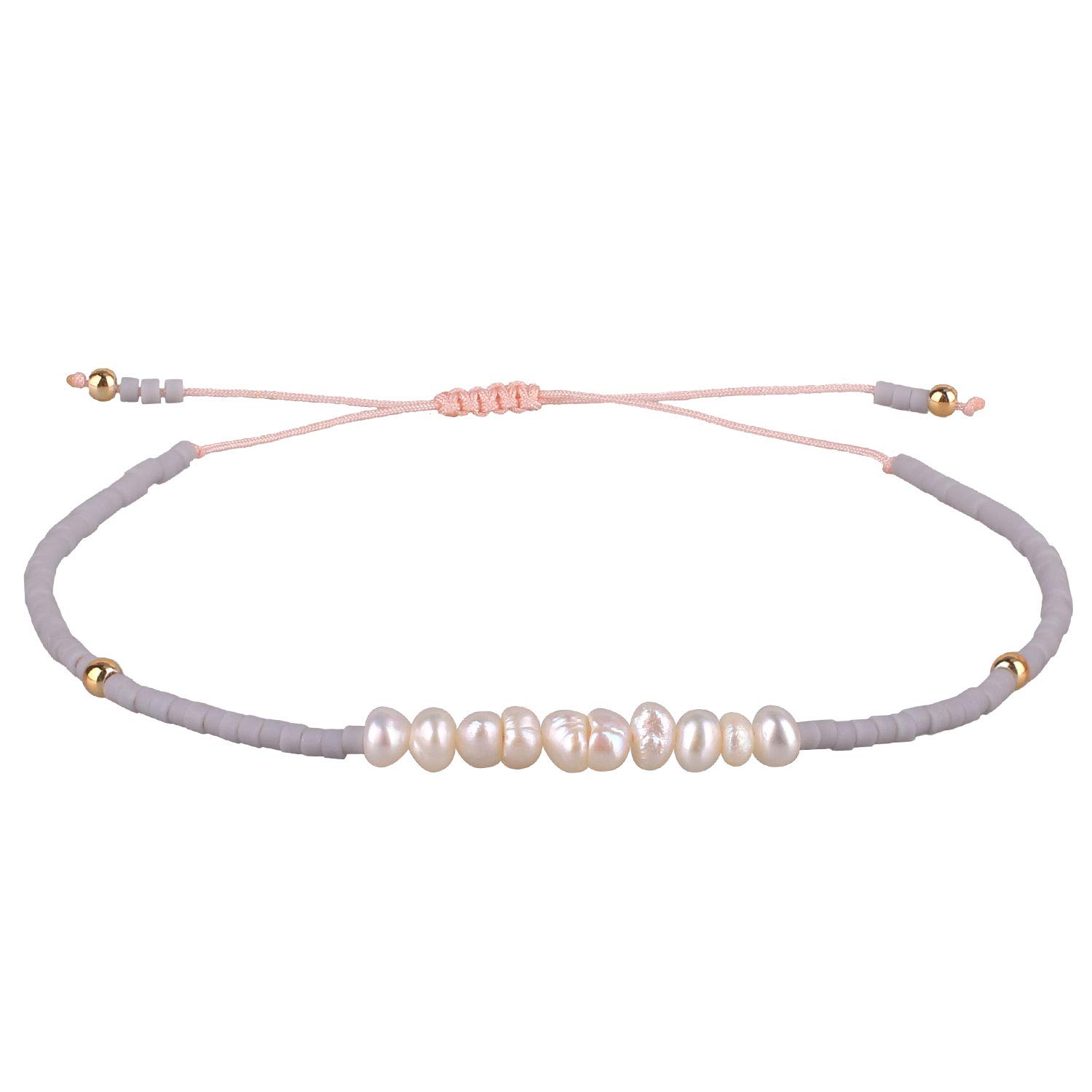 KELITCH Natural Shell Pearl Beaded Bracelets Women Friendship Bracelets Miyuki Beads Bracelets (Gray F)