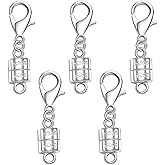 925 Silver Magnetic Necklace Clasp with Lobster Clasp,Magnetic Necklace Clasps and Closures for Bracelet Necklace Extender (5silvery)