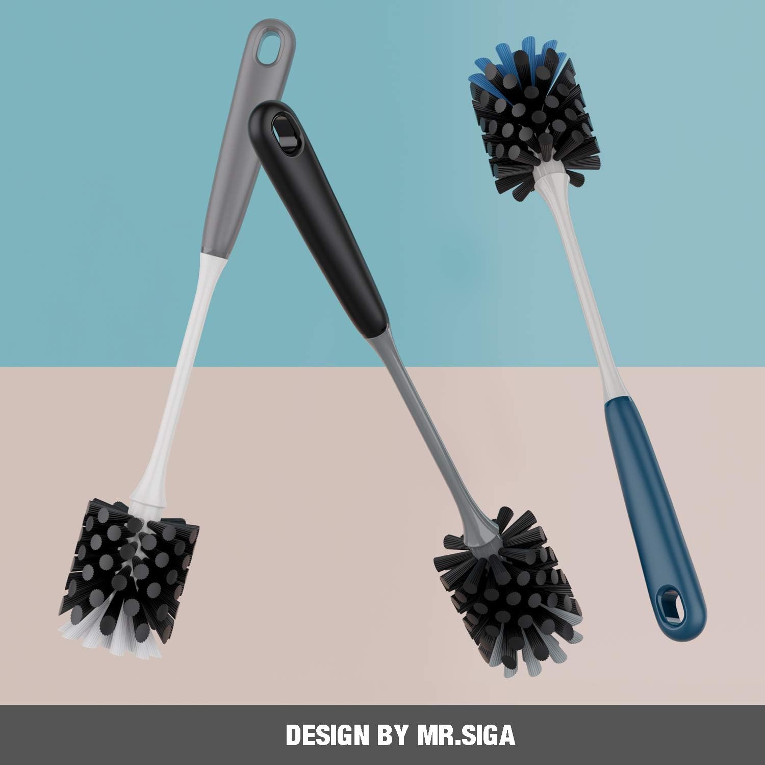 MR.SIGA Long Handle Bottle Brush, Cleaning Brush for Water Bottle Glassware, 2 Pack, Black, 2 Count (Pack of 1) - Image 4