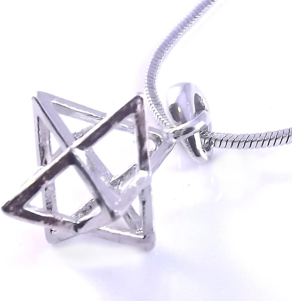 Silver Merkaba Star of David Necklace 19 cm Chain