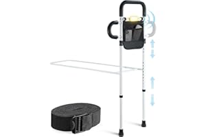 Bed Rails for Elderly Adults Safety, Adjustable Bed Rail with LED Motion Sensor Light, Bed Handle Bedside Assist for Grab Bar