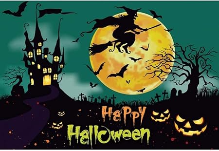Amazon 新しいハッピーハロウィン背景7x5ftハロウィン魔女写真背景お化け屋敷パンプキンライト墓地撮影子供ハロウィンパーティー装飾ハロウィンカーニバル写真撮影 バックペーパー 背景布 通販
