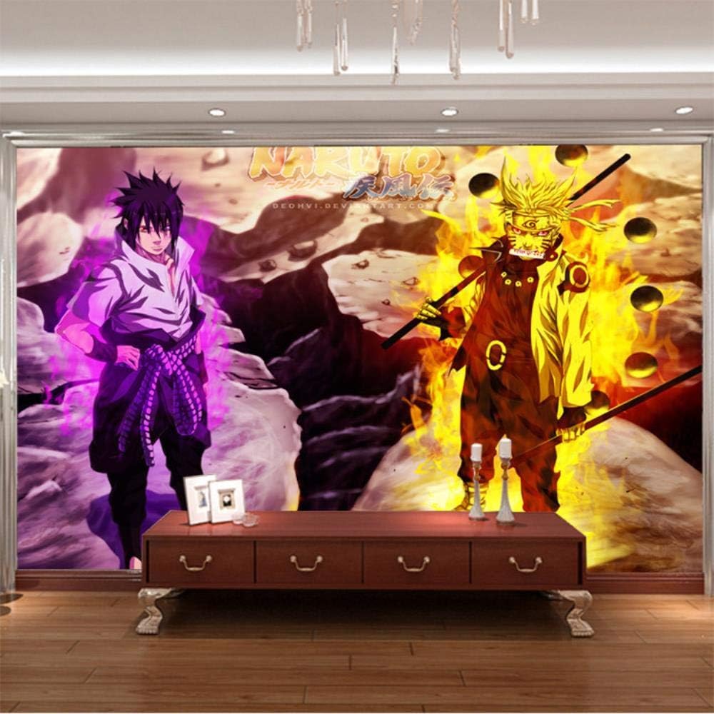 3D Naruto Uchiha Sasuke and Uzumaki Naruto Mural de pared foto papel