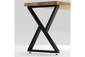 TIEOU Metal Desk Legs 28 Inch Metal Table Legs Heavy Duty Z Shape Black Table Legs DIY Industrial Furniture Legs, Set of 2