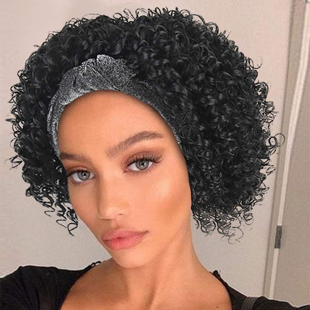 Aisaide Curly Headband Wigs for Black Women