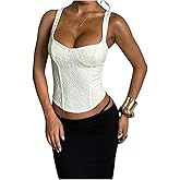 Floerns Women's Floral Lace Sleeveless Crop Tank Top Party Night Out Bustier Corset Tops