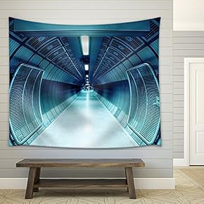 Cylindric Tunnel for Pedestrians, Blue Toned. - Fabric Wall Tapestry Home Decor - 51x60 inches