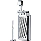 Antique Style Lift Arm Tobacco Pipe Cigarette Butane Lighter with Tamper & Pick (Chrome)