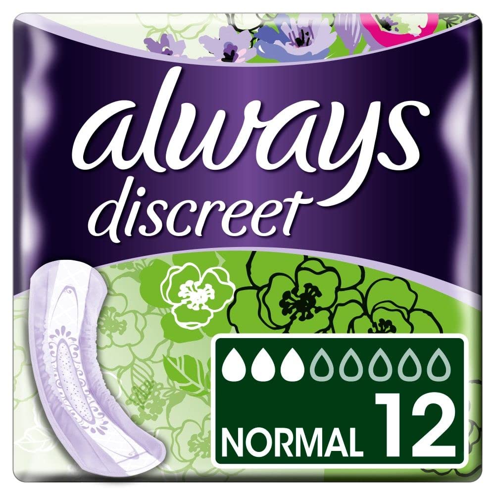 Always Discreet 12 Normal Pads for Incontinence and Bladder Control, Set of 2 (Total of 24 Pads)