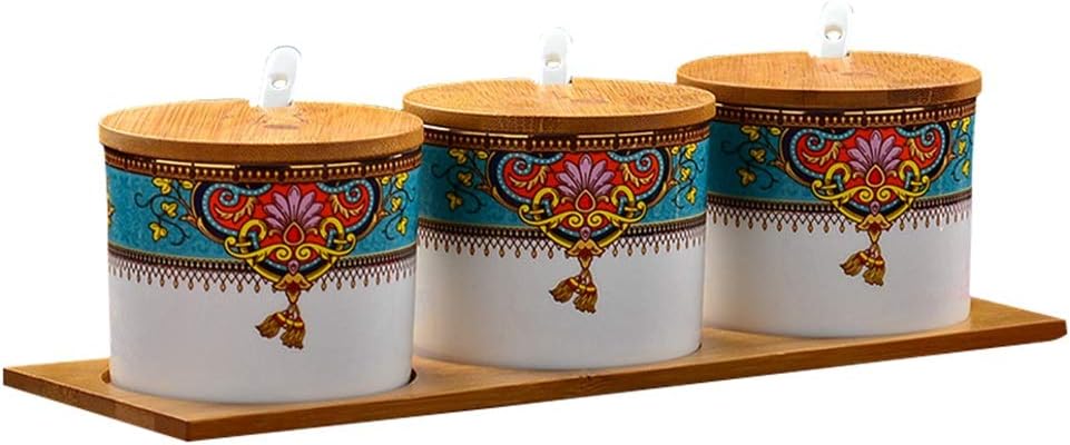 Condiment Jar Condiment Pots Household Ceramic Seasoning Pot Kitchen Supplies Seasoning Box Set Bone China Seasoning Pot Salt Jar Condiment Pots (Color : White, Size : 32107.2cm)