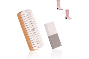 Suede Shoe Brush and Eraser, Rubber Soft Suede Nubuck Cleaning Brush with Wooden Handle for Shoes Sneaker Boot Jacket Bags Wa