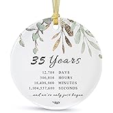 Happy 35th Anniversary Ornament 2026 Hanging,35th for Couple Parents Gift Anniversary Ceramic Ornament for Decorating Home Weddings,35 Year Anniversary Collectible Holiday Keepsake(2.9'')