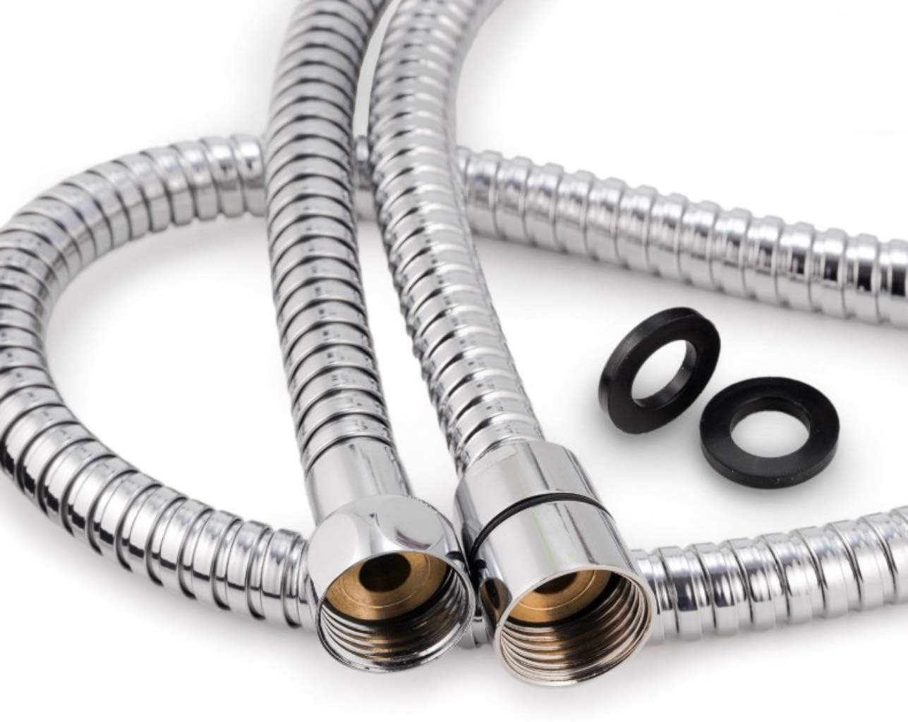Stainless Steel Shower Hose Meccion Grohe 1 2 Standard Flexible Double Interlock Anti Kink Replacement Shower Hose With Brass Connector 2 Washers 2m 79 Amazon Com