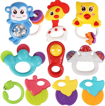 Amazon Bym 6ヶ月から 赤ちゃんのガラガラおもちゃ セット 新生児 ベビー歯ぎしり棒 手の鳴らす鈴 振る玩具 知育玩具 幼児教育 聴覚に刺激 おもちゃ おもちゃ