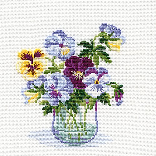 RIOLIS 835 16 Count Pansies Counted Cross Stitch Kit, 8