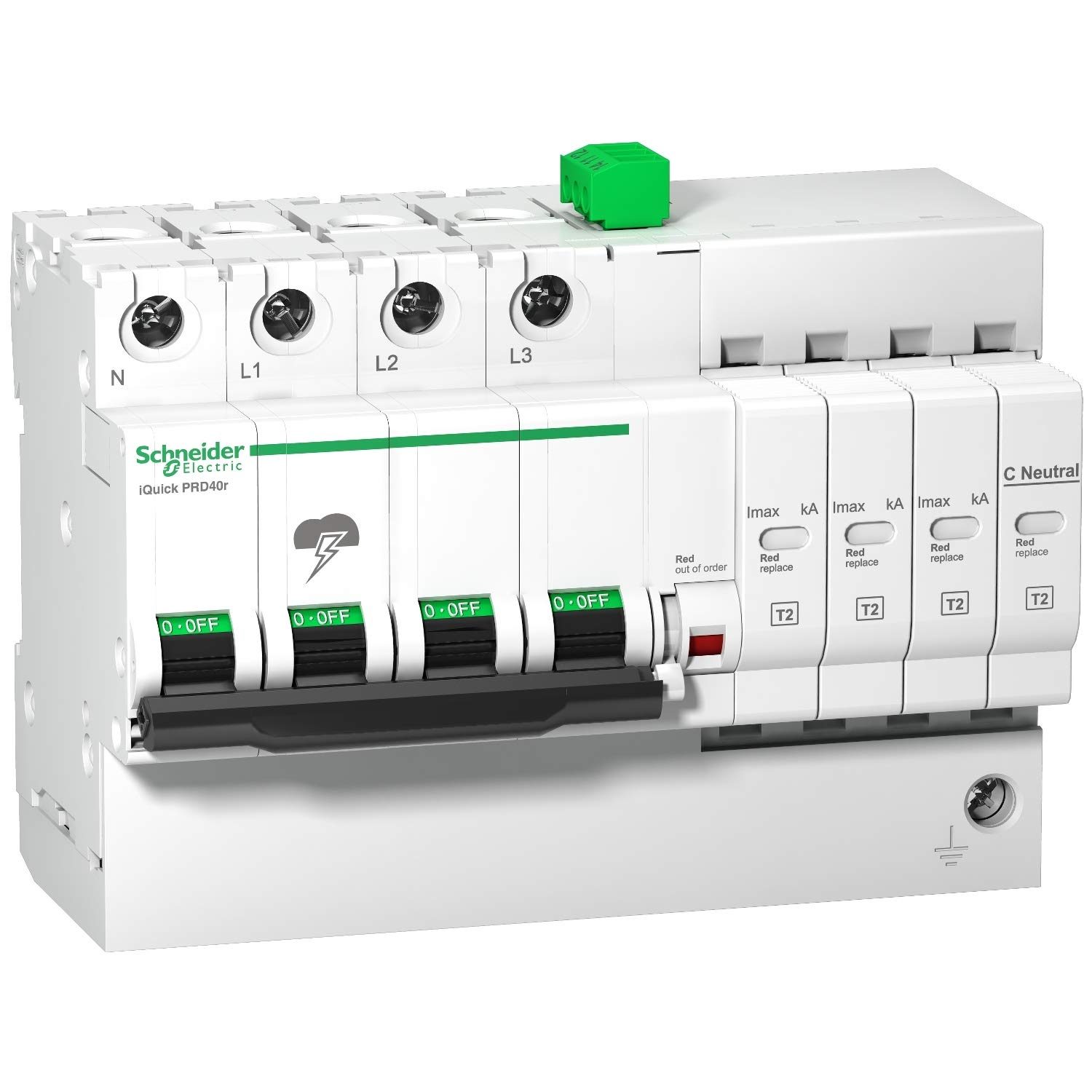 Schneider A9L16294 SPDs iQuick PRD40r 3P+N Surge Protection Devices, White