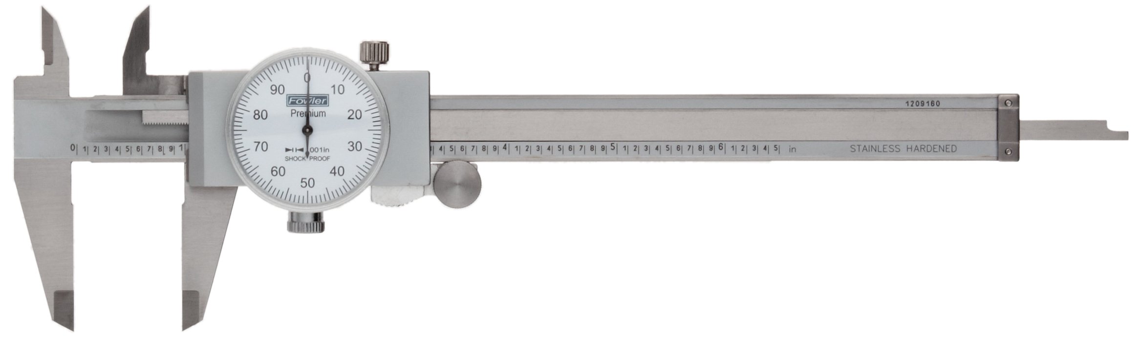 Fowler 52-008-706 Stainless Steel Shockproof Dial Caliper, 0-6″ Measuring Range, 0.001″ Graduation Interval, Face Color White
