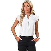 Allegra K Women's Ruffle Short Sleeve Tops Dressy Casual V Neck Blouse