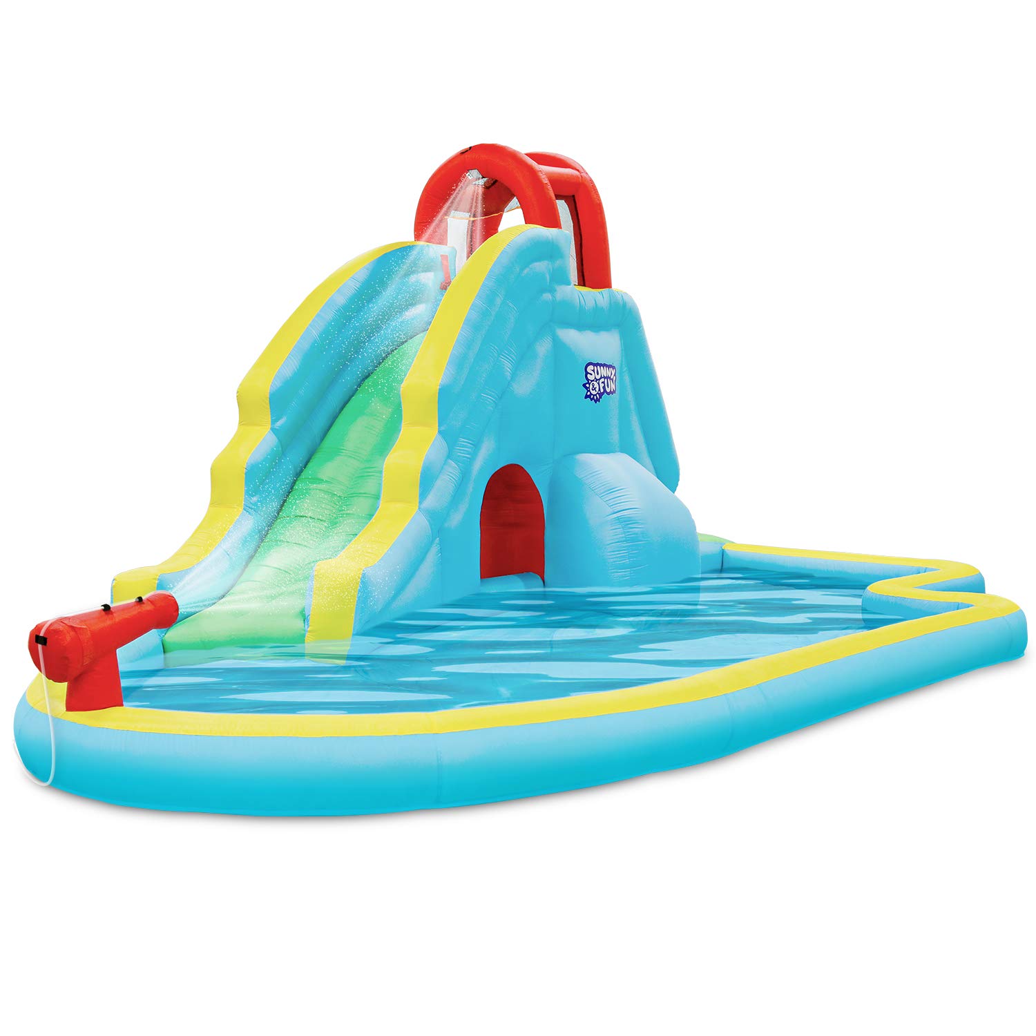 Deluxe Inflatable Water Slide Park – Heavy-Duty Nylon for Outdoor Fun - Climbing Wall, Slide, & Splash Pool – Easy to Set Up & Inflate with Included Air Pump & Carrying Case