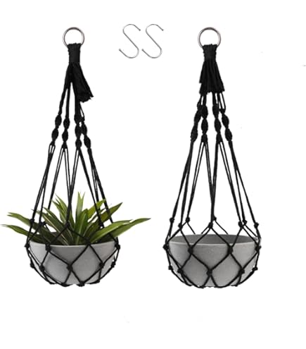 Amazon.com: Macrame Plant Hanger 20" Friendship Style 4mm Cord Choose Color  (Black) : Patio, Lawn & Garden