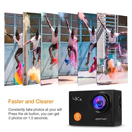 APEMAN A77 Action Camera 4K WiFi  Cam 16MP Sports Cam 30M Waterproof