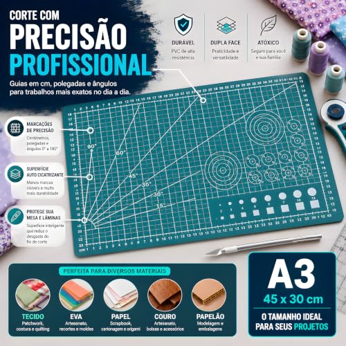 Base de Corte A3 30x45 Patchwork Artesanato Scrapbook Dupla Face