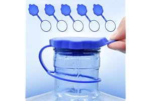 Frenflu 5 Gallon Water Jug Cap, 5PCS Silicone Reusable Leak and Spill Resistant Replacement Caps Plug, Water Bottle Caps Fits 55mm Bottles and Air Tight Design with Hanging Ring (Flower Shape-5 Pack)