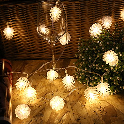 ElementDigital Battery Pinecone String Lights Christmas Party LED Light String Pine Nuts Decoration Fairy Lights for Birthday Parties Thanksgiving Decorative Christmas Tree Lights (20 LEDs 16ft) - Thumbnail 6