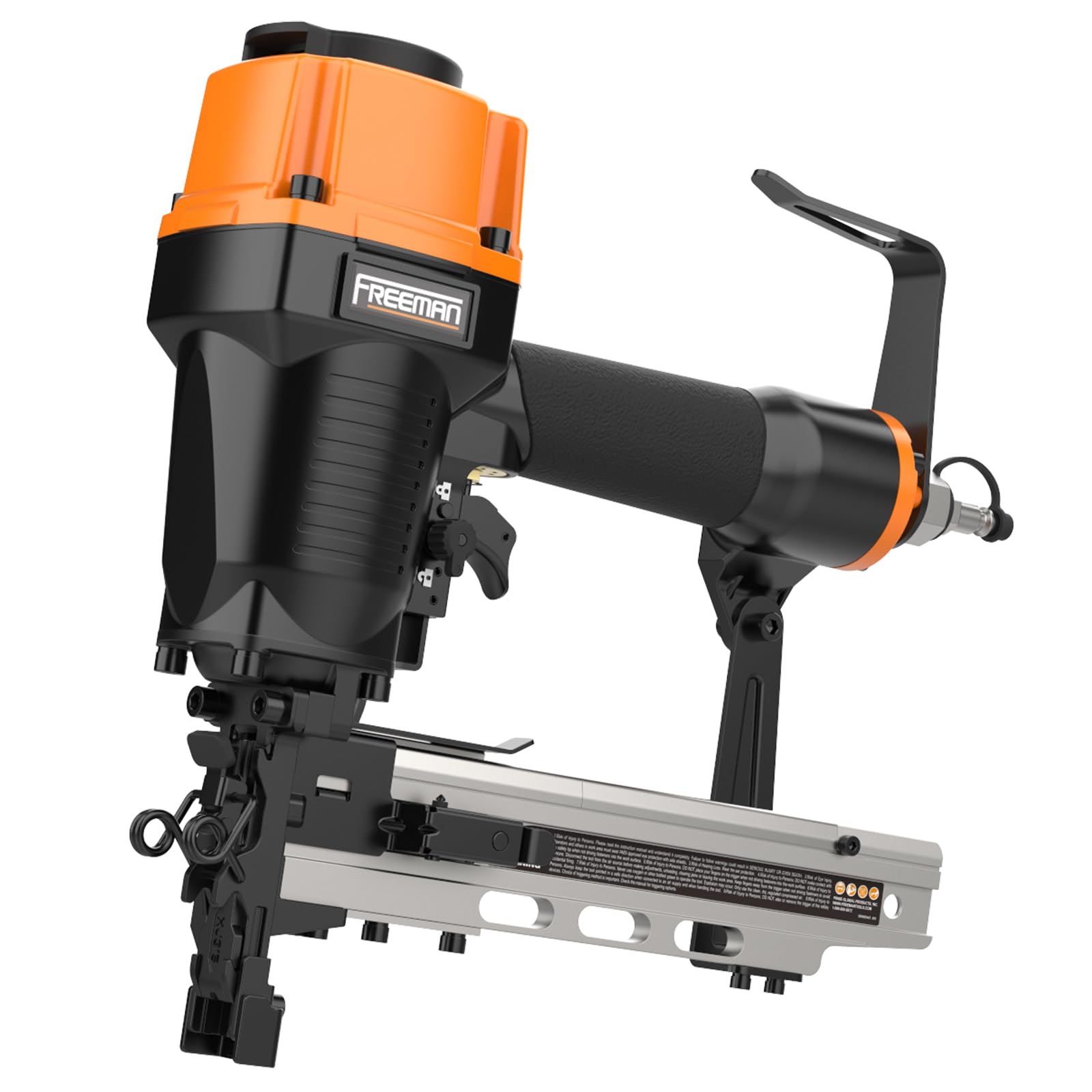 Freeman PFS105 Grapadora neumática para cercas de calibre 10,5, 1-9/16 con gancho para cinturón de metal ajustable y estuche