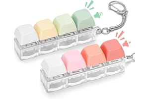 FUNISFUN Keyboard Fidget Toy for Adults 2 PCS Slient & Clicky Fidget Keyboard Keychain Clicker Sensory Toys for Anxiety Stress Relief (Pink&Green, 2P-4 in 1)