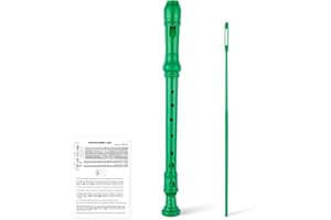 YONTY 8-Hole Soprano Descant Recorder Baroque Style Kids Music Flute with Cleaning Rod & Case Bag for School Student Home Entertainment - Green