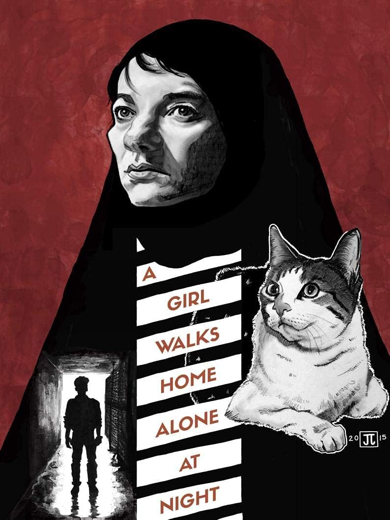 Vintage poster, A Girl Walks Home Alone at Night Thriller Vampire Horror Movie Arash Romantic Shirin Hossein Wall Art Print Painting Home Decor Gifts for Lovers Poster