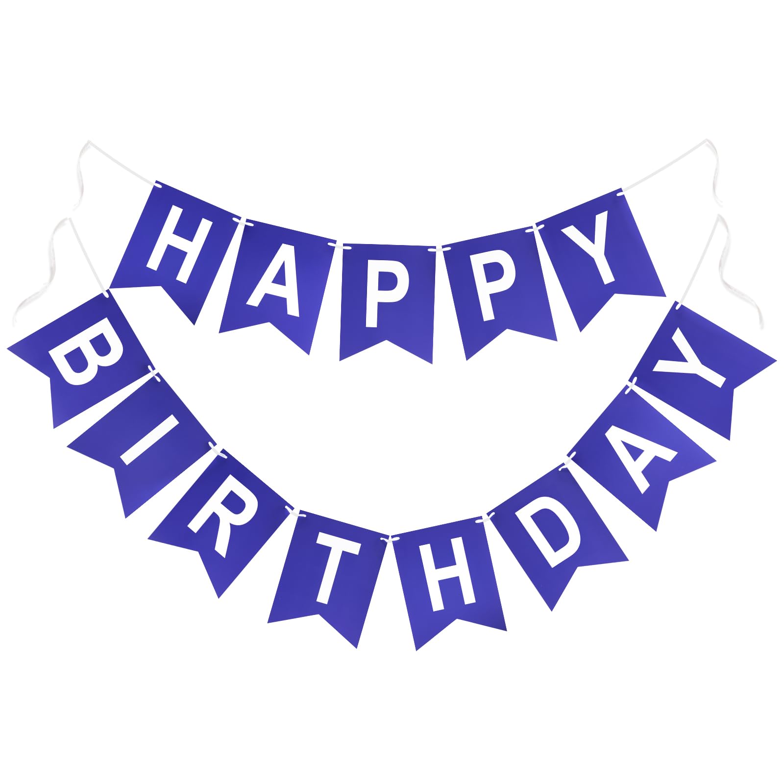 G2PLUS Pre-strung Happy Birthday Banner Blue and White: 16 x 20CM Large, No-DIY Birthday Banner for Boys Birthday Party Decorations