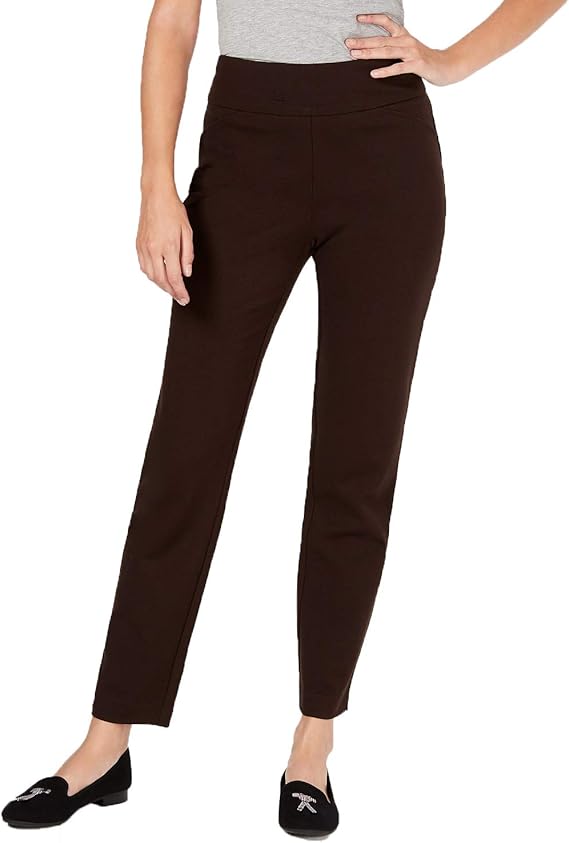 Charter Club Petite PullOn PontéKnit Pants (Dark Chocolate, 2P) at