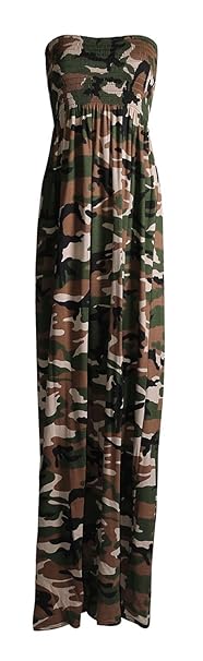 Fast Fashion Damen Maxi Kleid Azteken Tribal Tierleoparddruckscher Boobtube