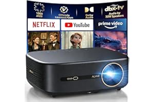 [1000 ANSI & Audio by DBX-tv] Alvar Smart Projector 4K Supported with NetfIix Included, DoIby Audio & 30W Speakers, Auto Focu