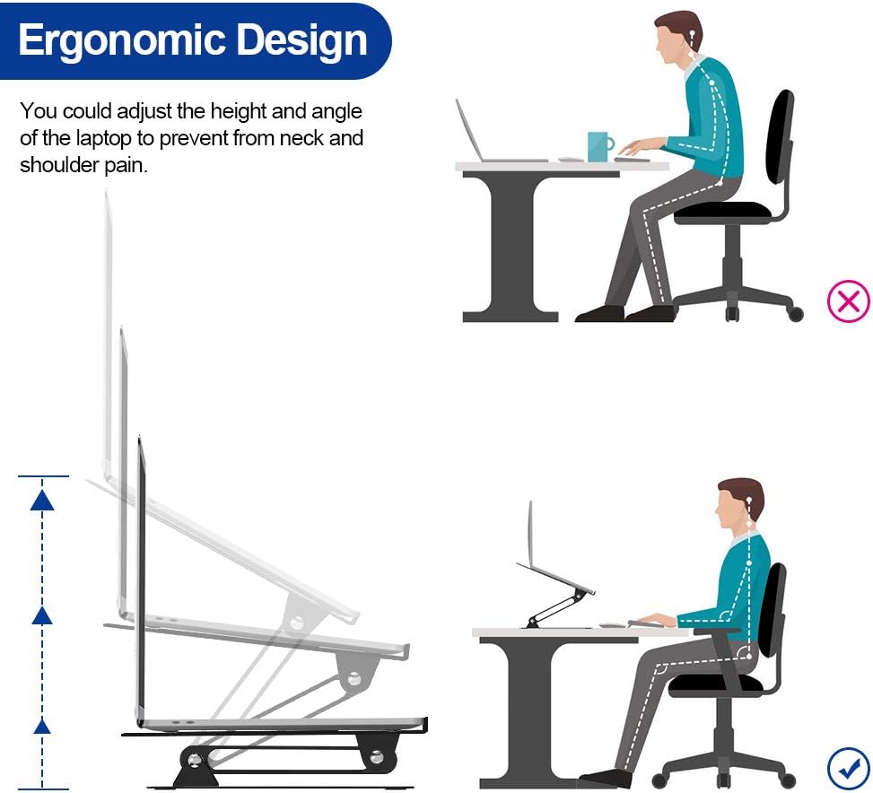 Besign LS05 Aluminum Laptop Stand, Ergonomic Adjustable Notebook Stand, Riser Holder Computer Stand Compatible with Air, Pro, Dell, HP, Lenovo More 10-15.6" Laptops