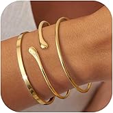 MILACOLATO 3 Pcs 14K Gold Plated Bangles for Women Non Tarnish Adjustable Twist Arm Cuff Stackable Bracelets Jewelry Stainles