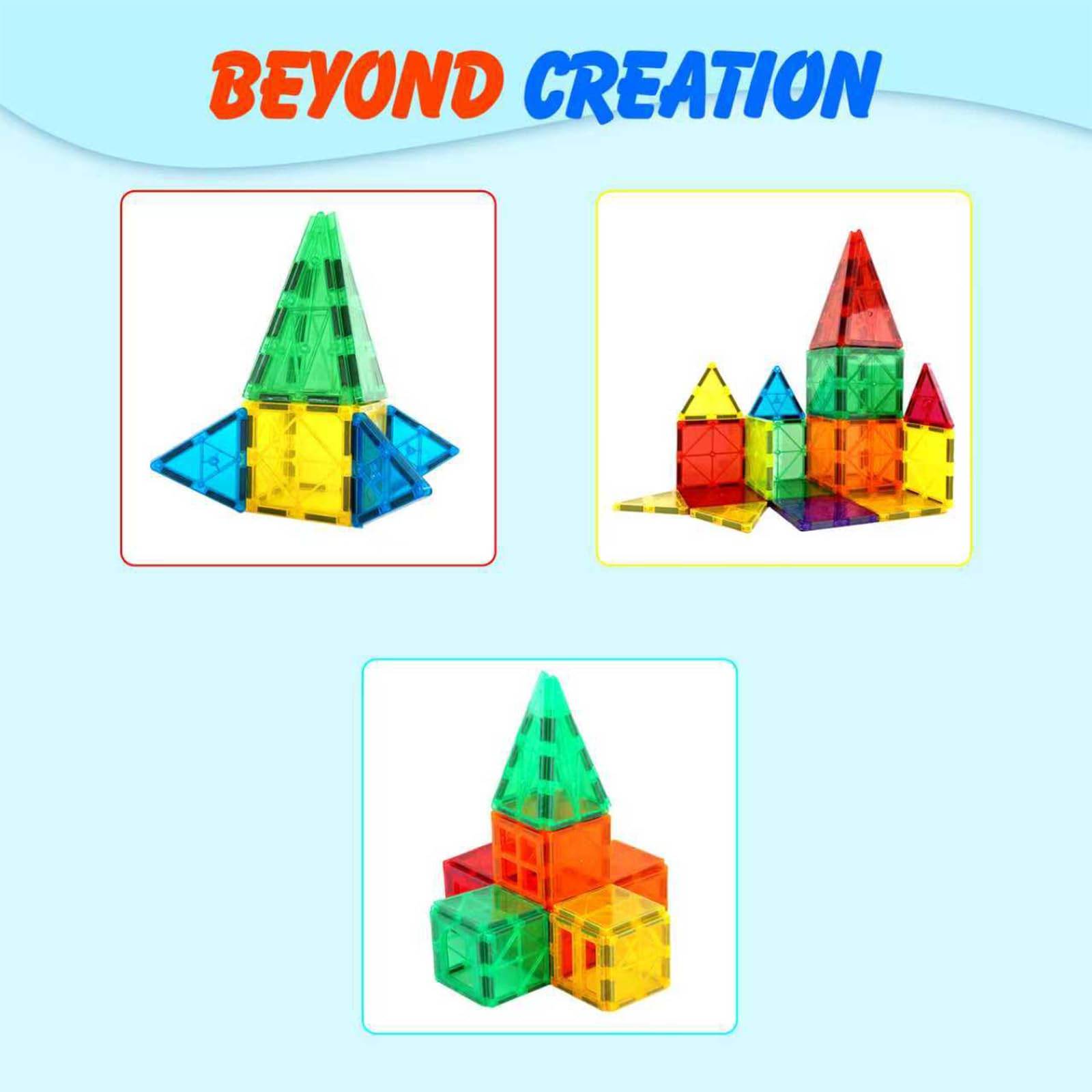 Gemmicc 100 PCS Magnetic Tiles with 2 Cars, STEM Approved Educational Magnet BuildingToys, Magnet Puzzles Stacking Blocks for Boys Girls