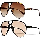 GUVIVI Retro Aviator Sunglasses for Women Men Oversized Classic 70s Vintage Trendy Tangle Free Square Aviators Sun Glasses