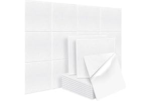 DEKIRU Self Adhevise Acoustic Panels Sound Proof Padding, 12 X 12 X 0.4 Inches High Density Sound Proof Foam Panels Used in Home & Offices （12 Pack White）