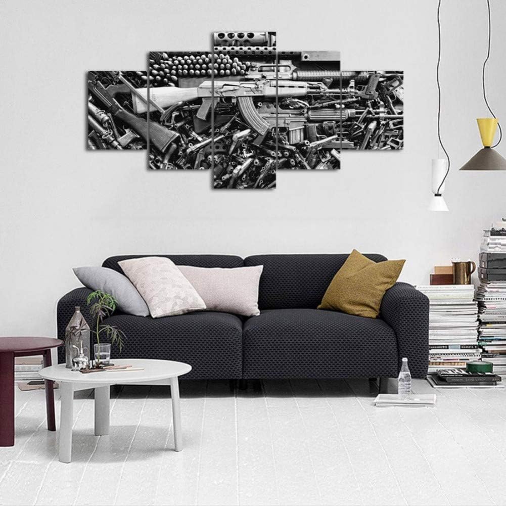 KGKBH 5 canvas paintings Damaged Weapon Gun Canvas Print Pictures Contemporary Paintings Posters and Prints Wall Art for Living Room Home Decor 5 Piece