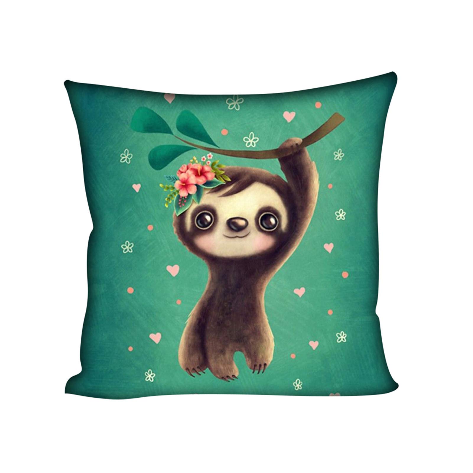 Showudesigns Baby Sloth Pillow Covers Outdoor Throw Pillowcases Garden Chair Cushion Case for Home, Garden, Patio Decorations, 18 x 18 Inches Turquoise