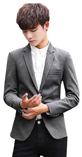 Amazon Co Jp Alhylaメンズ スーツ 長袖 韓国風 スリム 春秋 薄手